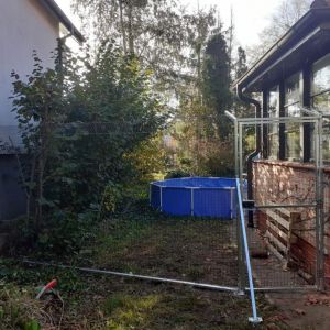 ZABEZPIECZENIE CZĘŚCI OGRODU DLA KOTÓW ZE STWORZENIEM FURTKI - WARSZAWA